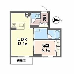 シャーメゾン県庁南 1階1LDKの間取り