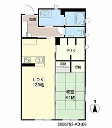 シャーメゾン水ヶ江 1階1LDKの間取り
