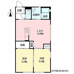 シャロームエステート 1階2LDKの間取り