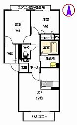 エマーブルＥＺＵ 2階2LDKの間取り