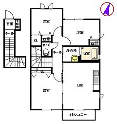 メゾン古閑中 2階3DKの間取り