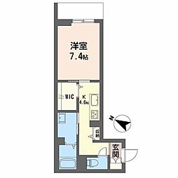 Paradiso本荘 1Kの間取図画像