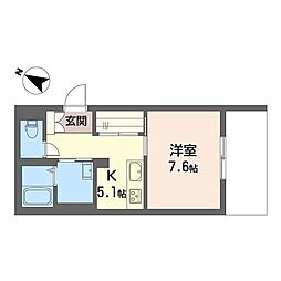 Paradiso本荘 1Kの間取図画像