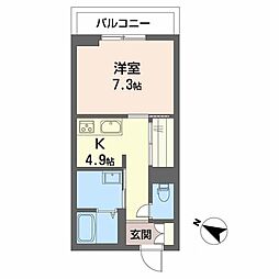 Paradiso本荘 1Kの間取図画像
