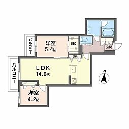 ＷｉｔｈＰｌｕｓ上熊本駅前 3階2LDKの間取り