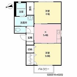 パークサイド妙泉寺A 2Kの間取図画像