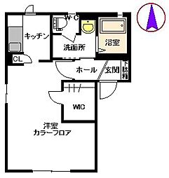 ステュディオ　I棟 1階ワンルームの間取り