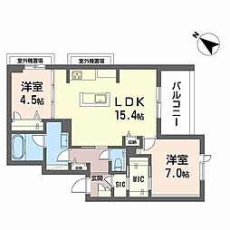 シャーメゾン　新屋敷　Ｐｒｅｍｉｕｍ 2階2LDKの間取り