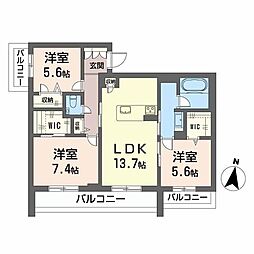 メゾンリーベル 2階3LDKの間取り