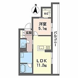 ムライチ・新大江ステージ 3階1LDKの間取り