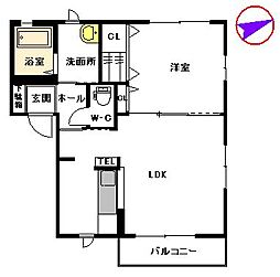 ラフォーレ栄　Ｂ棟 2階1LDKの間取り