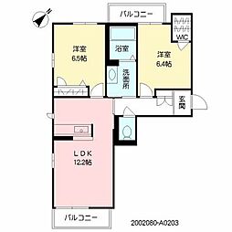クレールガーデン小山 2LDKの間取図画像