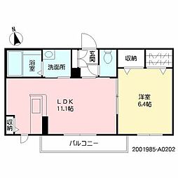 サニーヒル杉水　II 2階1LDKの間取り