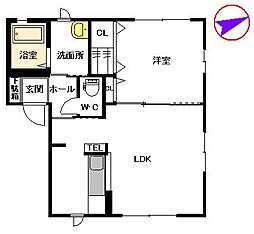 ラフォーレ栄　Ｂ棟 1階1LDKの間取り