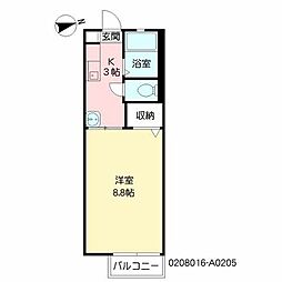 メゾン・ドゥ・マモール 1Kの間取図画像