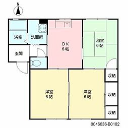 モダニティ八分字B 3DKの間取図画像