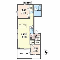 Ｒｅｆｉａｎｔ東谷山 3階2LDKの間取り