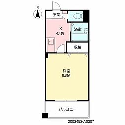 マダレンホール 1Kの間取図画像