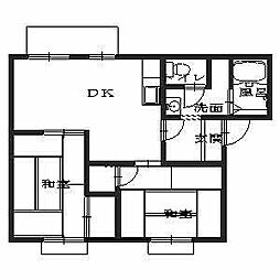 サンシティー宝積A棟 2DKの間取図画像