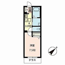 メルヴェイユ 1Kの間取図画像