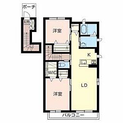 シャーメゾン　サンパーク 2階2LDKの間取り