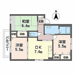 エステートヴィラ 3DKの間取図画像