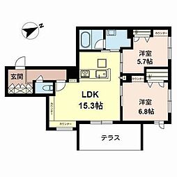 Feliseed中百舌鳥 2LDKの間取図画像
