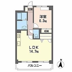 スクエアエムズ 1LDKの間取図画像