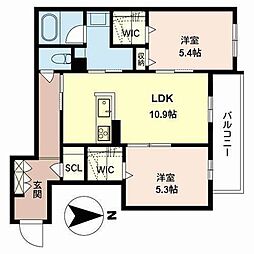 グレイスカーサ三国ヶ丘 2LDKの間取図画像