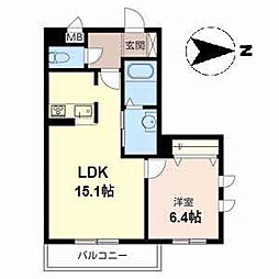 ファミール北花田 1LDKの間取図画像