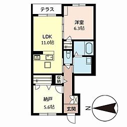 ベレオ桂 1SLDKの間取図画像