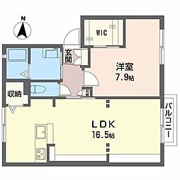 ミューコスモス 1LDKの間取図画像