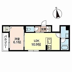 リヴェール　東寺 2階1LDKの間取り
