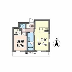 シャーメゾン竹田 1LDKの間取図画像