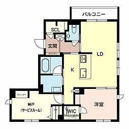 シャーメゾン大江 2階1SLDKの間取り