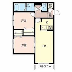 麗風苑 3階2LDKの間取り