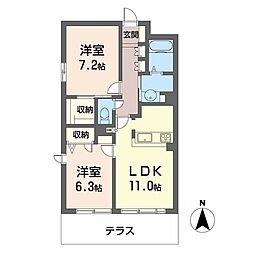 サン・ハーモニー照ケ丘 2LDKの間取図画像