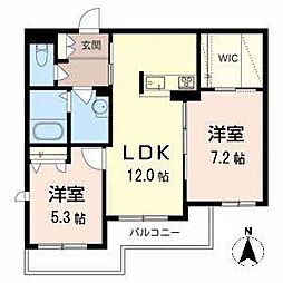 ウィステリア天王寺 2LDKの間取図画像