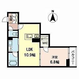 オーク・フォート 1LDKの間取図画像