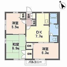 M'sシーサイドプラザ2A 3DKの間取図画像