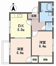 フレグランスフクイ 2DKの間取図画像