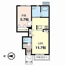 ルネ南浜 1階1LDKの間取り