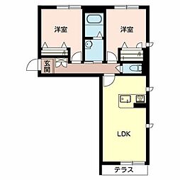 グランシェルト 2LDKの間取図画像