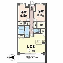 グローブコート城之前 2LDKの間取図画像