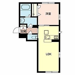 クレドゥボヌール 1LDKの間取図画像