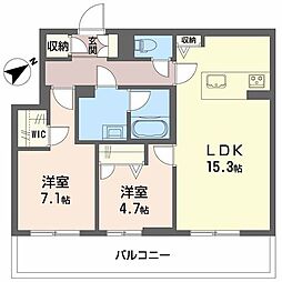 メゾン カルム 2LDKの間取図画像