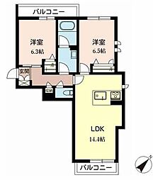 アクアコート草津 2LDKの間取図画像