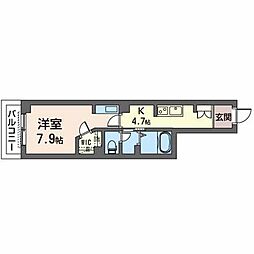 ベル　アンジュ 3階1DKの間取り