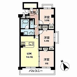 ストーク宮苑 3LDKの間取図画像