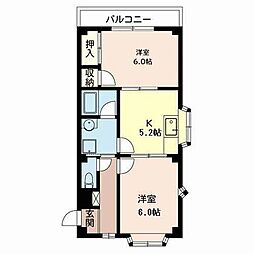 コーポラスモズ 2Kの間取図画像